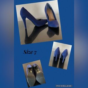 Blue suede heels